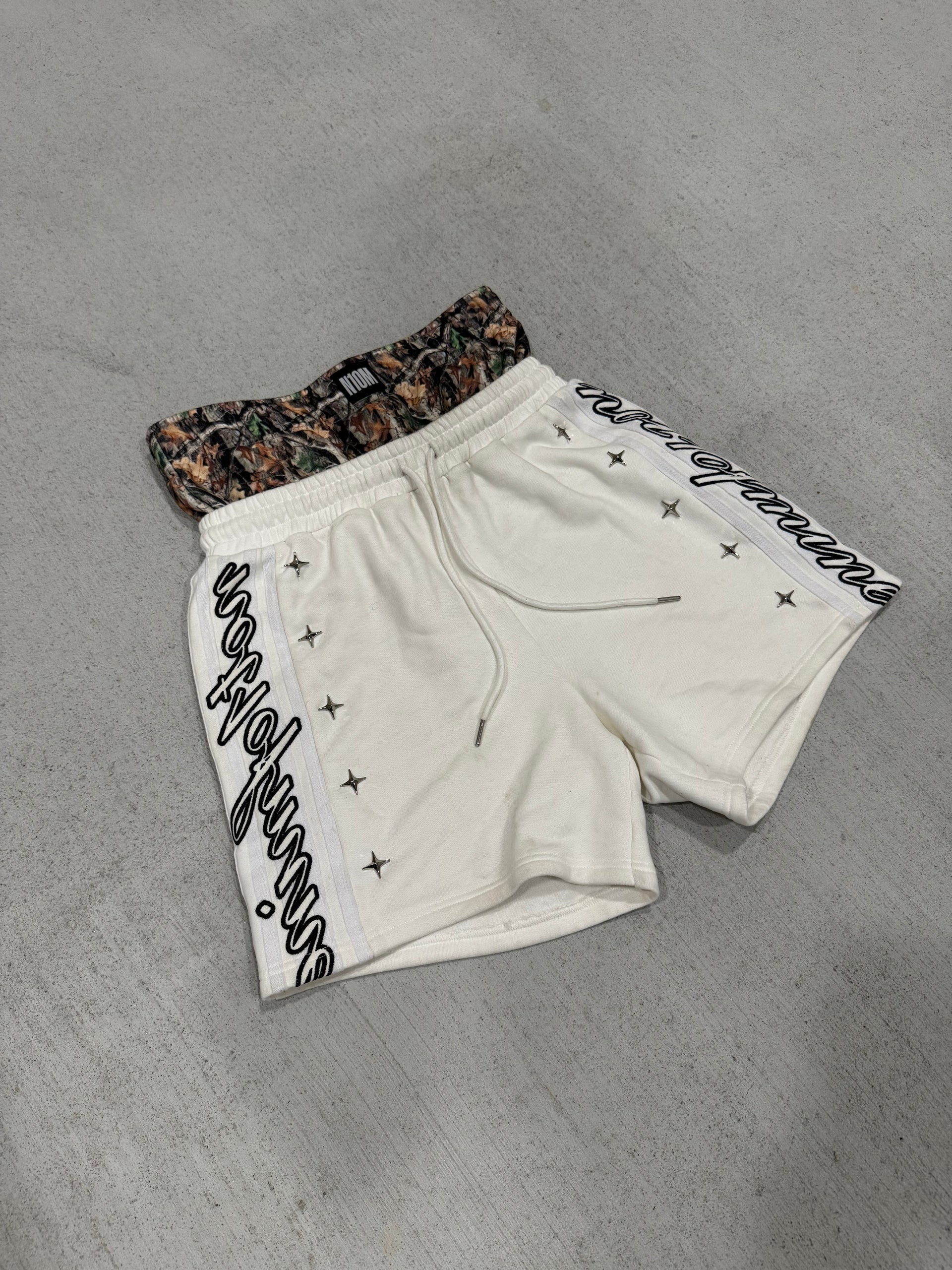 “ESSENTIALS” Camo Shorts